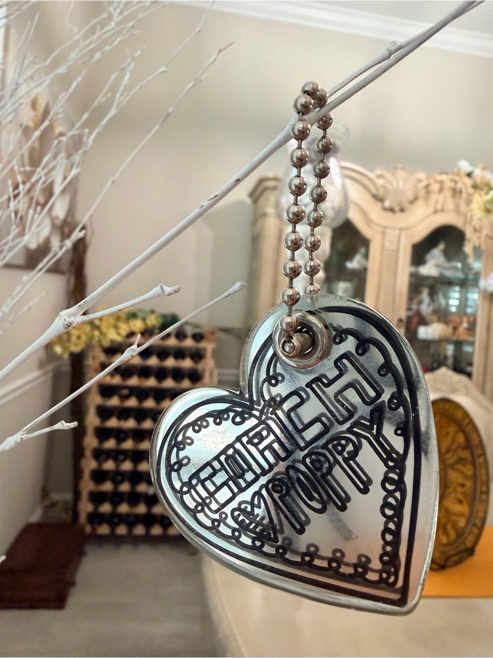 Coach Poppy Silver Heart Charm with Clear Acrylic Inlay